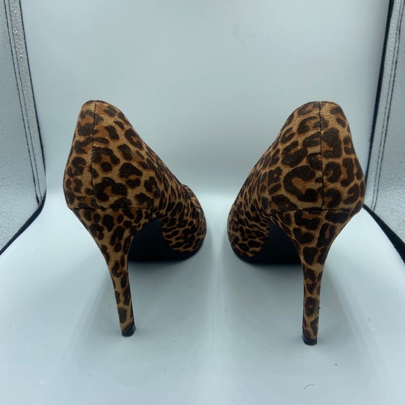 Lauren Conrad Black Brown Blossom Leopard Print High Heel Shoes - Picture 5 of 10